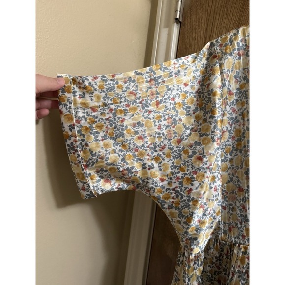 Lulus Express Yourself Yellow Floral Print Satin Babydoll Dress XL V-Neck/Back - Picture 5 of 15